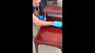 Dan of India Street Antiques Demonstrates Howard Restor-A-Finish on Pair of Mahogany End Tables