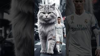 Munchkin Cat Grows Giant - Ronaldo vs Messi vs Neymar #cristianoronaldo #messi #football #neymar
