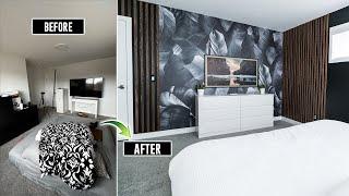 Extreme DIY Bedroom Makeover! | Slat Wall, Wallpaper & 2022 Samsung The Frame TV