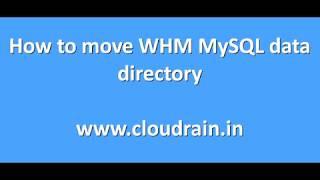 How to move WHM MySQL data directory