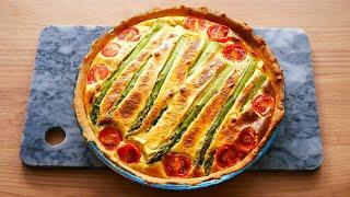 Green asparagus tart, the simplest (turn on subtitles) / Delicious food