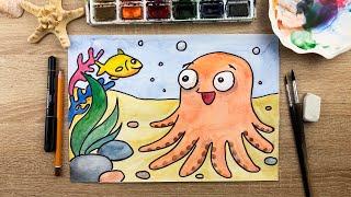 Как нарисовать осьминога. How to draw an octopus
