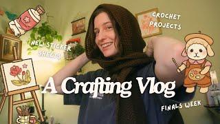 crochet projects, making stickers, and finals week  chatty crafting vlog