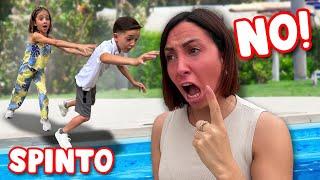 FIGLIACHIARA SPINGE IN PISCINA FIGLIODIEGO, MAMMAGIULIA SI ARRABBIA TANTISSIMO!!