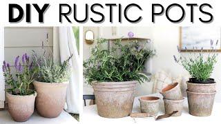 DIY AGED POTS || RUSTIC DECOR || AGED TERRACOTTA PLANTERS || AFFORDABLE DECOR || FAUX ANTIQUE EFFECT