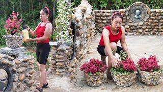 Make Flower Pots Out Of Stone - Decorative Flower Planting - Building Stone Farm | Đào Daily Farm