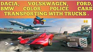 DACIA, VOLSKWAGEN, FORD, BMW COLOR POLICE CARS TRANSPORTING WITH TRUCKS - BeamNG.drive