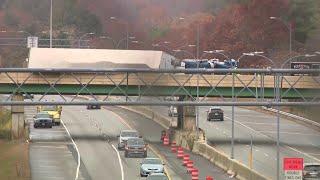 Tractor-trailer rollover on Mass Pike ramp near construction zone