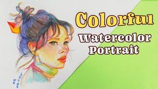 WATERCOLOR TUTORIAL // How to Paint a Colorful Portrait  | 100 Heads Challenge #watercolorpainting