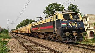 Beautiful Shatabdi livery WAP4 locomotive with Gomtisagar express