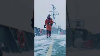 Cargo Ship Sailing Through Snowy Seas  #cargoship #ship #marineservices