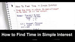 How to Find Time of Interest in Simple Interest / Finding Time period in Simple Interest