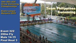 44th SEA AGE Group Championships 2022 Malaysia, Event 322 200m Fly 14-15 Year, male, Final 3