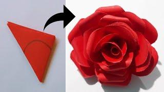 How To Make Paper Flower Rose | Paper Flower Making Step By Step | Diy Pape Flowers #‎@nkzcraft 