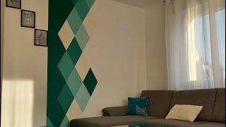 painting a modern wall in a living room