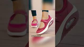 Women's Air Cushion Mesh Sneakers, Breathable Cut-out Hook & Loop Sports Shoes, Casual Walking Shoes