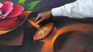 Special Diwali Rangoli Design | 3D Flower Diya Rangoli | Step by Step 