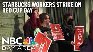 Starbucks Workers in San Francisco Join Strike on Red Cup Day