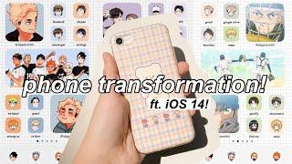 phone transformation!  ft. iOS 14 + how i make my app icons! ( aesthetic anime )