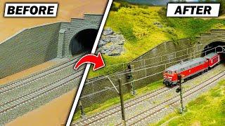 Impressive transformation of an H0 model railroad tunnel entrance ️| Building report episode 28