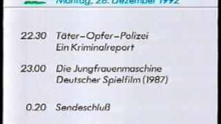 ORB - PROGRAMMTAFELN zum Sendeschluss (28.12.1992 - FRAGMENT)