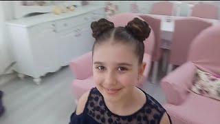 How to create Double braided buns /Minnie mause hairmodels/.School hairstyle./ İkili topuz.