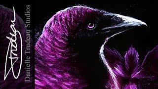 Clarity - Violet-Backed Starling - Time-Lapse Painting by Danielle Trudeau