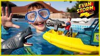 It's Shark Week! Ocean Treasure Hunt Playset in the SWIMMING POOL