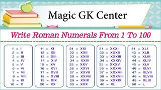 1 to 100 Roman Numerals // roman number 1 to 100 // Magic Gk Center