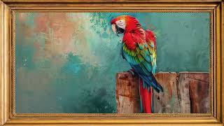 4k VINTAGE FRAME TV ART SCREENSAVER  TROPICAL BIRD WALLPAPER BACKGROUND TV ART OIL PAINTING DECOR