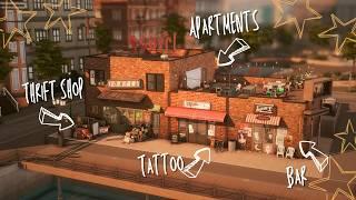 Thrift Shop, Tattoo, Bar & Apartments || Sims 4 Speed Build || CC List