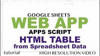 HTML Table from Spreadsheet Data - Google Apps Script Web App Tutorial - Part 13