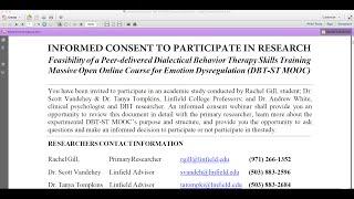 Informed Consent to Participate in DBT Research by Rachel Gill