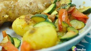 Poêlée de légumes pommes de terre courgette tomate