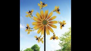 Busy Bee Sunflower Outdoor Garden Wind Spinner