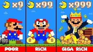 Poor vs Rich vs Giga Rich | Mario but Every Moon Makes More Money | New Super Mario Bros. Wii