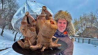 Fried whole chicken in a tandoor! An unusual way of cooking! Life in the Ukrainian village!