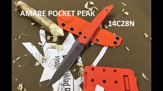 Amare pocket peak fixed, slim 14c28n steel knife with kydex + TEK-LOK sheath.