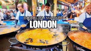 Best London Street Food At Borough Market | London Christmas Walk Tour  4K HDR