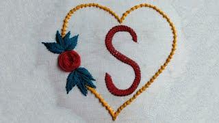 New hand embroidery love design with Letter "S" |Alphabet embroidery design | Love design embroidery