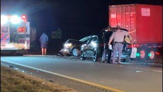 Federal Agent Flipped over by Semi Truck !! Another truck comes after and hits Everyone Stopped 