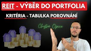 #REIT VÝBĚR do portfolia, kritéria a tabulka porovnání s vysvětlením