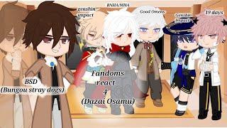 Fandoms react to Dazai || part 4 (Bungou stray dogs/BSD) || gacha club || (read desc)