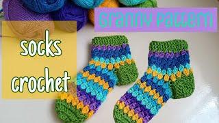 how to crochet  socks , easy socks crochet gtanny  pattern tutorial