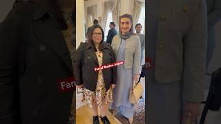 Senator Bushra Anjum Butt warmly greets a fan after her media talk in London. #BushraAnjumButt