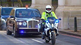 Police SEG escort King Charles Bentley State Limousines around London