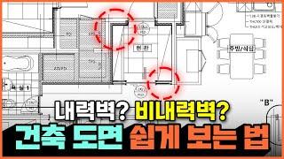 건축 도면 쉽게 보는 방법️ 평면도로 내력벽 비내력벽 구분 할 수 있을까⁉️ 아파트 인테리어 전에 반드시 알아야 하는 도면 읽는법 구조변경 이거 모르면 돈 날립니다