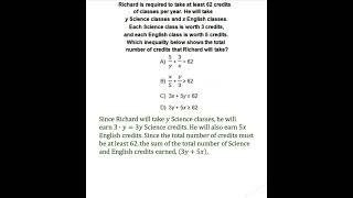 SAT Math INEQUALITY word problem #shorts