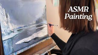 ASMR Painting | 1.5 Hours No Talking | Snowy Icy Lake Before Sunrise