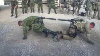 One on one soldier Tug of War, Canada vs USA